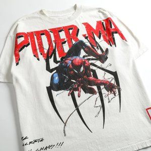 SPIDERMAN WEBS 199X OVERSIZED TEE IN BUTTER